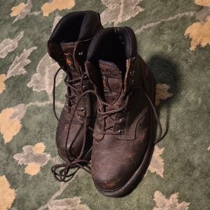 Timberland PRO Brown Leather Work Boots with Lace-Up Front